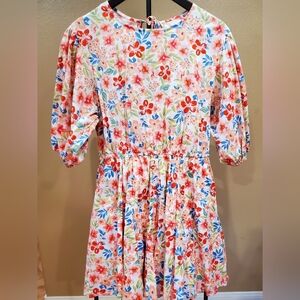 MELLODAY Floral Kids Dress - Red and Blue